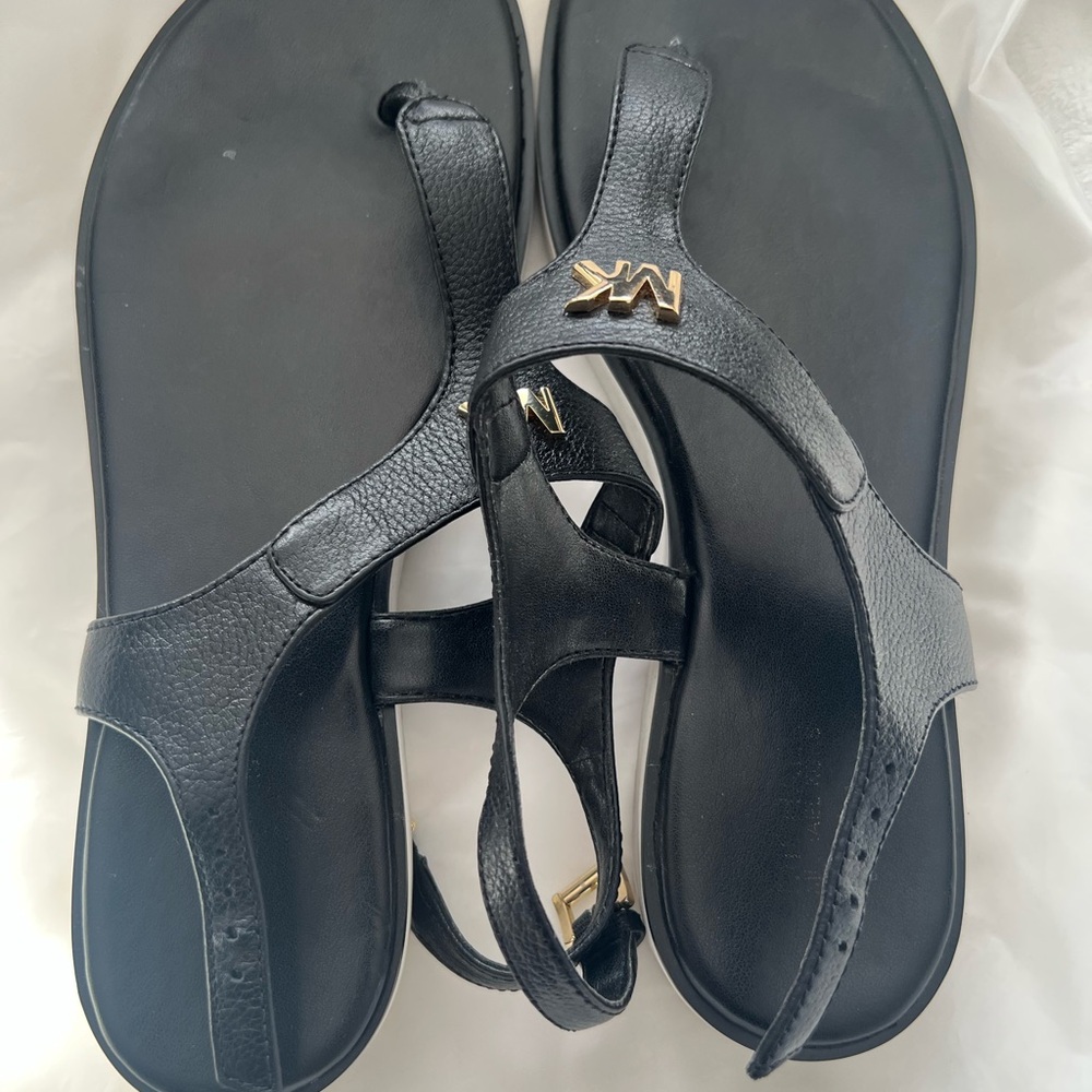 Michael Kors Black Leather Sandals